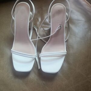 Princess Polly White Strappy Square-Toe Heels